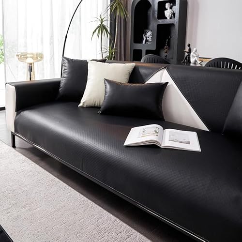 HNBCYRND Kunstleder Sofabezug 1 2 3 4 Sitzer, L Form Sofaüberwurfe, Ecksofa Sofa überzug Pets Dog Couch überzug Anti-rutsch Sofaschutz, Ultra Weicher Sofaschoner,Sofaschoner für Hunde(70x150cm,Black) von HNBCYRND