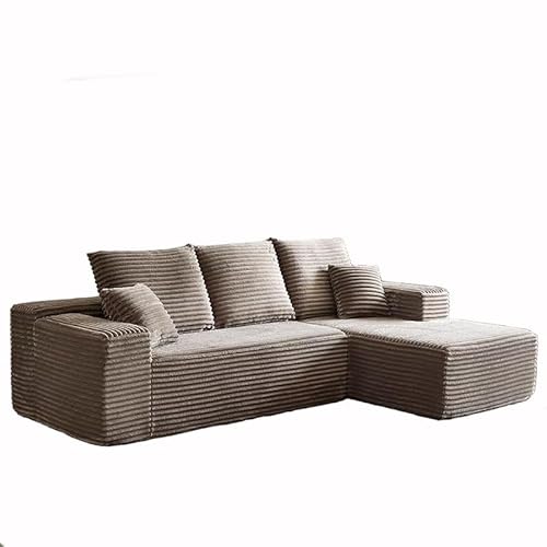 Kompressionssofa umbaubares Schlafsofa Zweisitzer Cord-Matratze ausklappbar bequeme Lounge fürs Wohnzimmer funktionaler Memory-Schaum mit Armlehnen Couch für kleine Räume(110x40x32.6inch,Khaki) von HNBCYRND