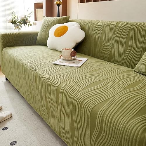 Samt Sofabezug 1 2 3 4 Sitzer, L Form Sofaüberwurfe, Chenille Ecksofa Sofa überzug Couch überzug Anti-rutsch Sofaschutz, Ultra Weicher Sofaschoner,Sofaschoner für Hunde(4 Seats (230-300cm),Green) von HNBCYRND