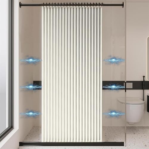 Verdunkelungsvorhänge für Türen Ziehharmonikatüren für Türvorhänge anwendbar als Terrassentürvorhang, Schiebetürvorhänge Schiebeschrankvorhänge Vorhang mit mitgelieferter Stange(Curtain 200x200cm (wit von HNBCYRND