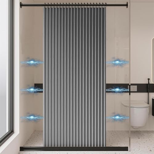 Verdunkelungsvorhänge für Türen Ziehharmonikatüren für Türvorhänge anwendbar als Terrassentürvorhang, Schiebetürvorhänge Schiebeschrankvorhänge Vorhang mit mitgelieferter Stange(Curtain 180x200cm (wit von HNBCYRND