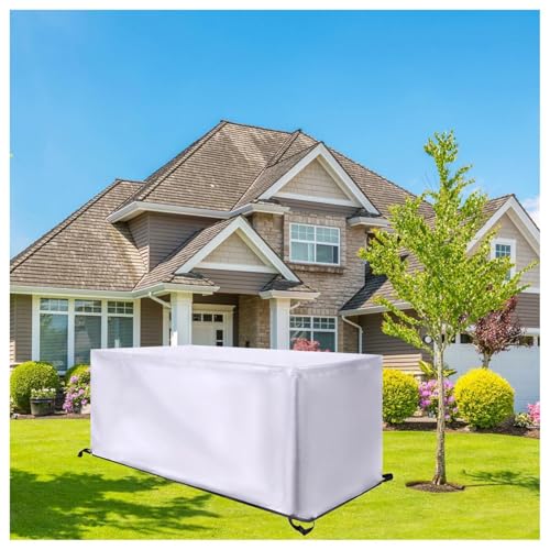 HNBFKD Abdeckung für Gartenmöbel 195x125x80cm/LxWxH Rechteckig Wasserdicht Winddicht Anti-UV Tisch für Gartentisch Sitzgruppe Schutzhülle Gartenmöbel Tischabdeckung Outdoor Wetterfest Silber von HNBFKD