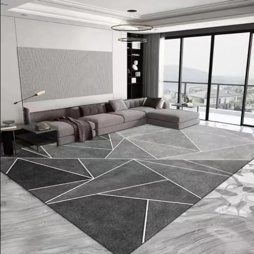 HNBFKD Geometrischer Teppich, moderner Schlafzimmerteppich, Abstrakter Bodenbelag, weicher, Rutschfester Teppich, Wohnzimmerteppich, Sofa- und Tischmatte, Schlafzimmer-Nachtteppich 60x25cm von HNBFKD