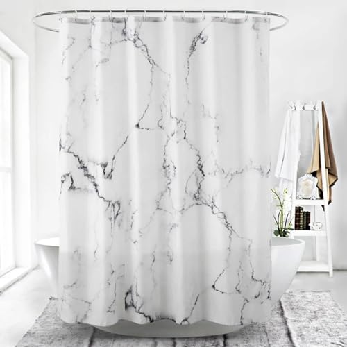 HNBFKD Marmorierung Druck Duschvorhänge Wasserdicht Weiß Bad Vorhang Einfache Stil Badewanne Bildschirm Home Decor mit Haken 170x170cm/67x67in(WxH) von HNBFKD
