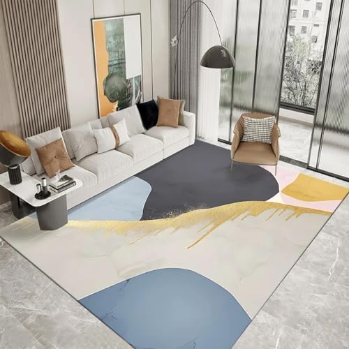 HNBFKD Moderne Abstraktion Wohnzimmer Dekoration Teppich Nordischen Stil Teppiche für Schlafzimmer rutschfeste Großflächige Matte Home Waschbarer Lounge Teppich 120x160cm von HNBFKD