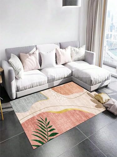 HNBFKD Teppich mit geometrischem Muster, minimalistischer Stil, Wohnzimmerteppich, rutschfeste Bodenmatte für Schlafzimmer, Flur und Baby-Krabbelmatte 120x160cm von HNBFKD