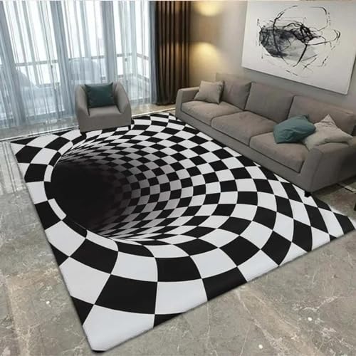 HNBFKD Vortex Illusion Teppich Eingangstür Bodenmatte Abstrakte geometrische optische Fußmatte rutschfeste Bodenmatte Wohnzimmer Dekor Teppich 40x60cm von HNBFKD