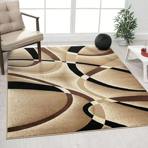 HNBFKD Zeitgenössischer Teppich mit abstraktem geometrischem Muster, vielseitig einsetzbarer weicher Bodenteppich für Wohnzimmer, Schlafzimmer, Home Office 120x180cm von HNBFKD