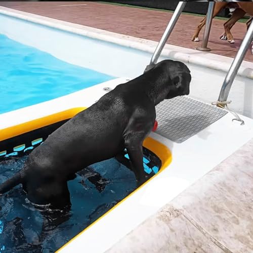 HNBYLMM Aufblasbare Hunde-Boots Rampe, Hunde Pool-Rampe für Hunde bis 50 KG, rutschfeste Aufblasbare Eva-Hundeplattform, Hoch Stabile Wasserrampe für Boot, Pool, Steg, See, Meer,Yellow-150X100X10cm von HNBYLMM
