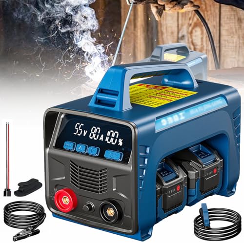 HNBYLMM Cordless Welding Machine, Battery Powered Welder MMA ARC 160A with 2 X 6.0Ah Battery, LED Digital Display, Hot Start IGBT Inverter Stick Welder, Two Power Supply Methods, Good Dissipation HNBYLMM Cordless Welding Machine, Battery Powered Welder MMA ARC 160A with 2 X 6.0Ah Battery, LED Digital Display, Hot Start IGBT Inverter Stick Welder, Two Power Supply Methods, Good Dissipation von HNBYLMM