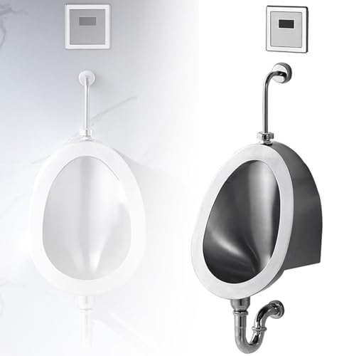 HNBYLMM Edelstahl-Urinal, Wandmontiertes Herren-Badezimmer-Urinal, Intelligentes Sensor-Urinal für Männer Erwachsene, Haushalt/Gewerbe Spritzwassergeschütztes Toiletten-Urinal,Sensor-WallRow von HNBYLMM