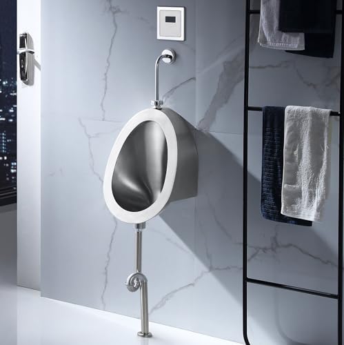 HNBYLMM Herren-Urinal aus Edelstahl, Wandmontiertes Badezimmer-Urinal, Bar Herren Urinal, Anti-Geruch-Spritz-Urinal mit Sensor, Intelligentes Sensor-Spül-Urinal für Männer,Sensor-GroundRow von HNBYLMM