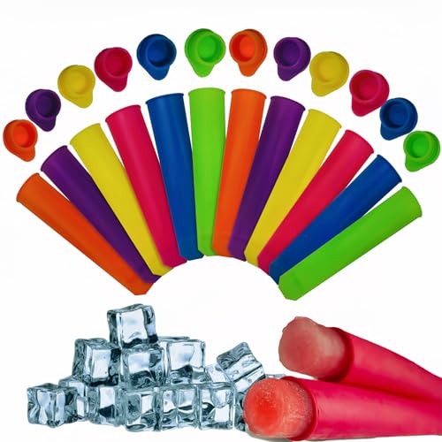 Wiederverwendbare Eisformen Silikon 12 Stück Eis am Stiel Formen Ice Pop Maker Wassereis Eislutscher Bunt - BPA Frei - Perfekt für Kinder und Erwachsene (12 Stück) Wiederverwendbare Eisformen Silikon 12 Stück Eis am Stiel Formen Ice Pop Maker Wassereis Eislutscher Bunt - BPA Frei - Perfekt für Kinder und Erwachsene (12 Stück) von HNCOWPTU