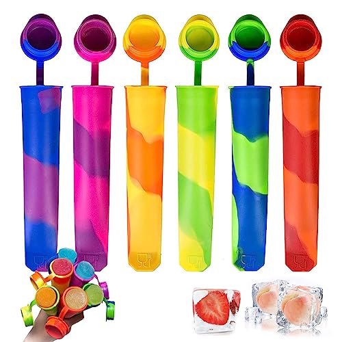 Wiederverwendbare Eisformen Silikon 6 Stück Eis am Stiel Formen Ice Pop Maker Wassereis Eislutscher Bunt - BPA Frei - Perfekt für Kinder und Erwachsene (6 Stück) von HNCOWPTU