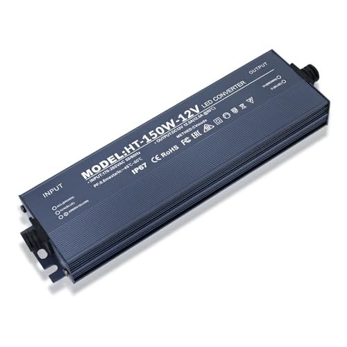led trafo 12v 12.5A, IP67 Wasserdicht led transformator 12v 150w, trafo 230v auf 12v, led netzteil 12v, LED Trafo 12V 150W, kein LED-Flimmern,Kein Rauschen, led driver 12v pour CCTV MR16 G4 MR11 GU5.3 von HNCY