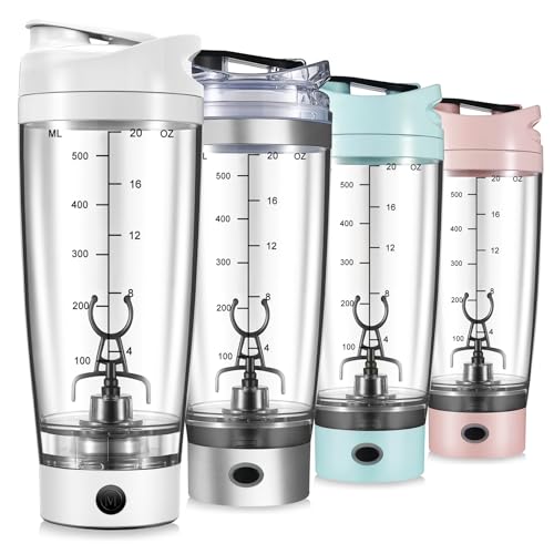 600 ml elektrischer shaker, eiweiß shaker elektrisch, shaker proteinshake elektrisch, protein shaker elektrisch für perfekte cremige Eiweißshakes, BPA-freier Tritan Shaker, USB-C aufladbar - Weiß von HNCY