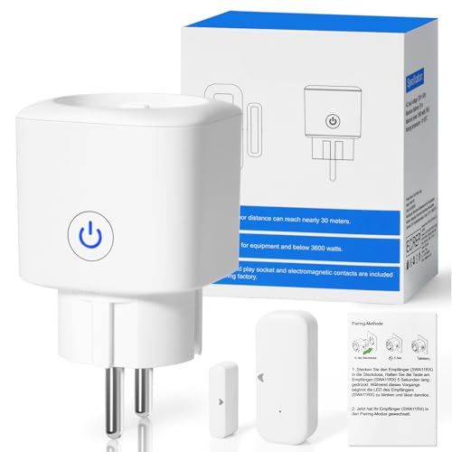 HNCY Fensterkontaktschalter Dunstabzugshaube, Fensterschalter Dunstabzugshaube, Fensterkontaktschalter 3600W/16A, Funk Abluftsteuerung mit Fenster-Magnetkontakt und Funksteckdose (Blau) von HNCY