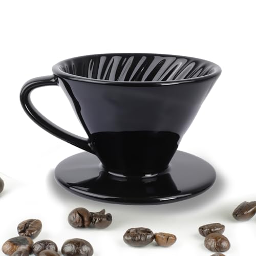 HNCY Kaffeefilter Porzellan, Permanent Kaffeefilter aus KeramikKaffeefilter Porzellan Größe 2 für 2 Tassen Kaffee, Kaffee Filter Aufsatz für Zuhause, Café, Geschenk für Mama, Papa, Freunde (Schwarz) HNCY Kaffeefilter Porzellan, Permanent Kaffeefilter aus KeramikKaffeefilter Porzellan Größe 2 für 2 Tassen Kaffee, Kaffee Filter Aufsatz für Zuhause, Café, Geschenk für Mama, Papa, Freunde (Schwarz) von HNCY