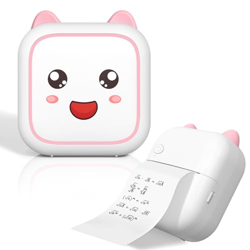 HNCY Mini Drucker, Mini Fotodrucker für Smartphone, Taschendrucker, Sticker Drucker Kleiner Bluetooth-Bilddrucker für Kinder, Arbeiten Mit IOS & Android für Notizen, Fotos, Tagebuch, Bilder, DIY, Rosa von HNCY