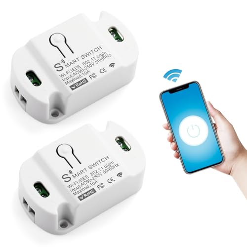 HNCY Smart Lichtschalter Alexa, Alexa Lichtschalter 1 Weg/2 Wege, Mini Smart Home Sprachsteuerung/Timer, WLAN Smart Schalter Modul, Smart Life Schalter Kompatibel Alexa/Tuya App/Google Home (2 Stück) HNCY Smart Lichtschalter Alexa, Alexa Lichtschalter 1 Weg/2 Wege, Mini Smart Home Sprachsteuerung/Timer, WLAN Smart Schalter Modul, Smart Life Schalter Kompatibel Alexa/Tuya App/Google Home (2 Stück) von HNCY