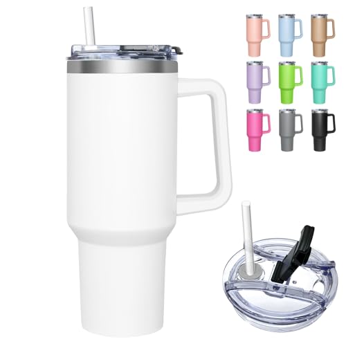 HNCY Thermobecher mit 2-in-1-Deckel 1180ML, Kaffeebecher to go Thermo, Trinkbecher mit Deckel und Strohhalm, Edelstahl Isolierbecher mit Griff, Tumbler Cup für Kalte Heiße Getränke Thermo Becher HNCY Thermobecher mit 2-in-1-Deckel 1180ML, Kaffeebecher to go Thermo, Trinkbecher mit Deckel und Strohhalm, Edelstahl Isolierbecher mit Griff, Tumbler Cup für Kalte Heiße Getränke Thermo Becher von HNCY