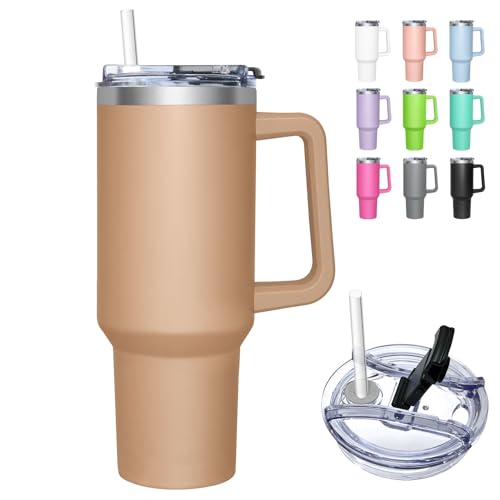 HNCY Thermobecher mit 2-in-1-Deckel 1180ML, Kaffeebecher to go Thermo, Trinkbecher mit Deckel und Strohhalm, Edelstahl Isolierbecher mit Griff, Tumbler Cup für Kalte Heiße Getränke Thermo Becher HNCY Thermobecher mit 2-in-1-Deckel 1180ML, Kaffeebecher to go Thermo, Trinkbecher mit Deckel und Strohhalm, Edelstahl Isolierbecher mit Griff, Tumbler Cup für Kalte Heiße Getränke Thermo Becher von HNCY