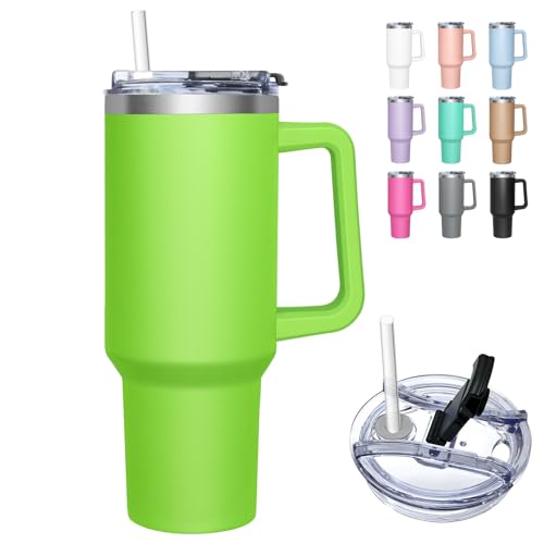 HNCY Thermobecher mit 2-in-1-Deckel 1180ML, Kaffeebecher to go Thermo, Trinkbecher mit Deckel und Strohhalm, Edelstahl Isolierbecher mit Griff, Tumbler Cup für Kalte Heiße Getränke Thermo Becher von HNCY