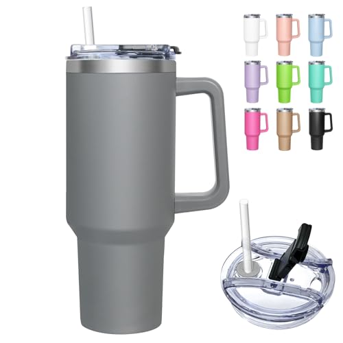 HNCY Thermobecher mit 2-in-1-Deckel 1180ML, Kaffeebecher to go Thermo, Trinkbecher mit Deckel und Strohhalm, Edelstahl Isolierbecher mit Griff, Tumbler Cup für Kalte Heiße Getränke Thermo Becher HNCY Thermobecher mit 2-in-1-Deckel 1180ML, Kaffeebecher to go Thermo, Trinkbecher mit Deckel und Strohhalm, Edelstahl Isolierbecher mit Griff, Tumbler Cup für Kalte Heiße Getränke Thermo Becher von HNCY