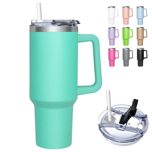 HNCY Thermobecher mit 2-in-1-Deckel 1180ML, Kaffeebecher to go Thermo, Trinkbecher mit Deckel und Strohhalm, Edelstahl Isolierbecher mit Griff, Tumbler Cup für Kalte Heiße Getränke Thermo Becher HNCY Thermobecher mit 2-in-1-Deckel 1180ML, Kaffeebecher to go Thermo, Trinkbecher mit Deckel und Strohhalm, Edelstahl Isolierbecher mit Griff, Tumbler Cup für Kalte Heiße Getränke Thermo Becher von HNCY