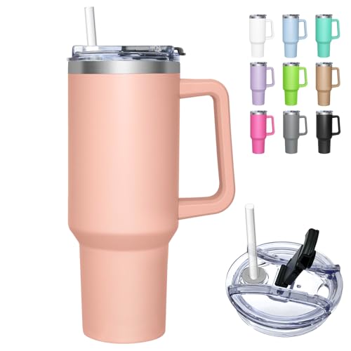 HNCY Thermobecher mit 2-in-1-Deckel 1180ML, Kaffeebecher to go Thermo, Trinkbecher mit Deckel und Strohhalm, Edelstahl Isolierbecher mit Griff, Tumbler Cup für Kalte Heiße Getränke Thermo Becher HNCY Thermobecher mit 2-in-1-Deckel 1180ML, Kaffeebecher to go Thermo, Trinkbecher mit Deckel und Strohhalm, Edelstahl Isolierbecher mit Griff, Tumbler Cup für Kalte Heiße Getränke Thermo Becher von HNCY