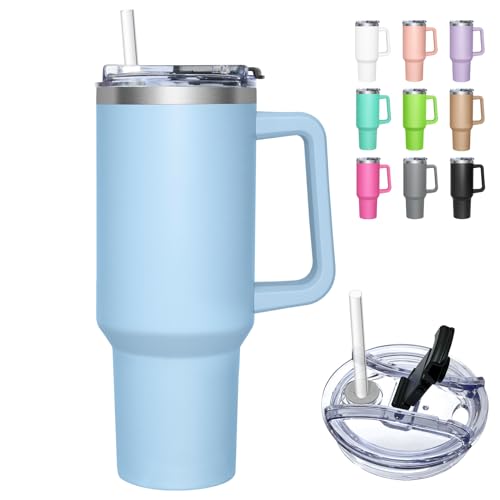 HNCY Thermobecher mit 2-in-1-Deckel 1180ML, Kaffeebecher to go Thermo, Trinkbecher mit Deckel und Strohhalm, Edelstahl Isolierbecher mit Griff, Tumbler Cup für Kalte Heiße Getränke Thermo Becher HNCY Thermobecher mit 2-in-1-Deckel 1180ML, Kaffeebecher to go Thermo, Trinkbecher mit Deckel und Strohhalm, Edelstahl Isolierbecher mit Griff, Tumbler Cup für Kalte Heiße Getränke Thermo Becher von HNCY