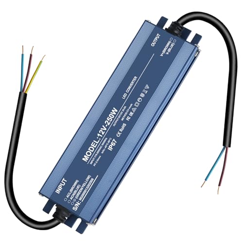 LED Trafo 12V 250W 21A, IP67 Wasserdicht led transformator 12v 250w, trafo 230v auf 12v, netzteil 12v, Nicht Dimmbar, kein Flimmern, Kein Rauschen, led driver 12V pour CCTV MR16 G4 MR11 GU5.3 von HNCY