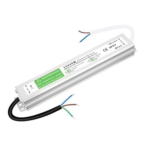 LED Trafo 12V 45W, Transformator 230V Auf 12V, 3.75A Treiber Netzteil, Ultra Dünn IP67 Wasserdicht Konstantspannung Niedervolttrafo Für Lampen MR11 MR16 G4 Halogen Birnen LED Trafo 12V 45W, Transformator 230V Auf 12V, 3.75A Treiber Netzteil, Ultra Dünn IP67 Wasserdicht Konstantspannung Niedervolttrafo Für Lampen MR11 MR16 G4 Halogen Birnen von HNCY