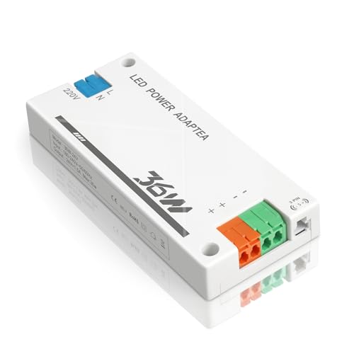 LED Trafo 24V 36W Flackerfrei für Led Strip Lampe, LED Treiber Netzteil 24v 1.5A für G4 GU5.3 MR11 MR16, Transformator 230V 24V 36W, Nicht Dimmbar, Kein Rauschen, ohne Mindestlast von HNCY