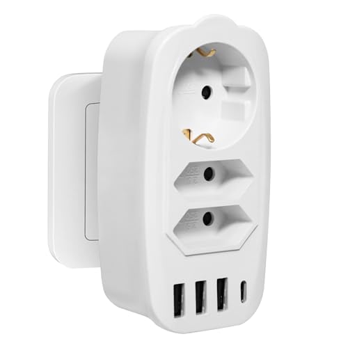 Mehrfachsteckdose ohne Kabel, 7 in 1 Steckdosenleiste mit Flachstecker, 3 Fach Mehrfachsteckdose 16A 4000W, Mehrfachstecker usb mit 3 USB-A & 1 USB-C für Büro, Steckdosenadapter für Hause Reisen Mehrfachsteckdose ohne Kabel, 7 in 1 Steckdosenleiste mit Flachstecker, 3 Fach Mehrfachsteckdose 16A 4000W, Mehrfachstecker usb mit 3 USB-A & 1 USB-C für Büro, Steckdosenadapter für Hause Reisen von HNCY
