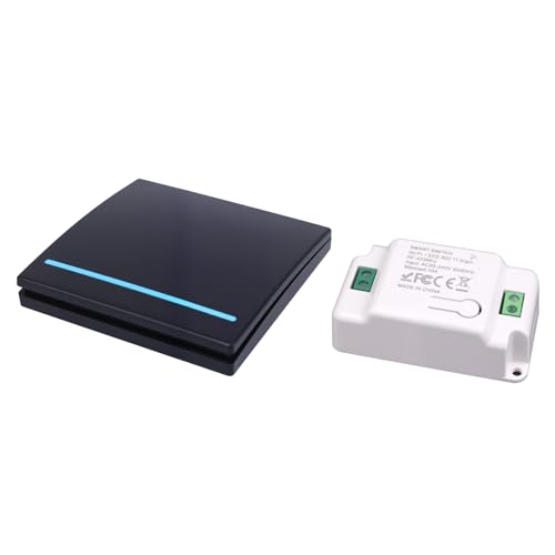 230V Lichtschalter Set, RF 433Mhz Funk Lichtschalter, Funkschalter 230v mit Empfänger Reichweite von 100M, Funk-Sender-Sicherheitsschalter und Empfänger-Controller 10A-1 Black Schalter und 1 Empfänger 230V Lichtschalter Set, RF 433Mhz Funk Lichtschalter, Funkschalter 230v mit Empfänger Reichweite von 100M, Funk-Sender-Sicherheitsschalter und Empfänger-Controller 10A-1 Black Schalter und 1 Empfänger von HNCY