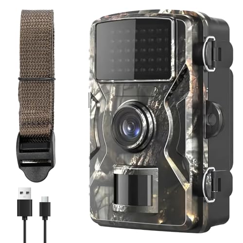 Wildkamera, 4K Video Wildtierkamera, 60MP Full HD WLAN, Bewegungssensor, Nachtsicht, 0,8s Auslösezeit, Wildkamera mit 32G Speicherkarte & Kartenleser IP66 Wasserdicht von HNCY