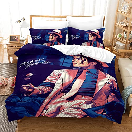 HNDXLHH Bettdecke 155x220 Michael Jackson Blau Bettdecke Mikrofaser Atmungsaktiv Komfortabel Bettdecken Bettwäsche-Sets mit Reißverschluss Bettbezug Einbeziehen 2 Kissenbezug 80x80 von HNDXLHH