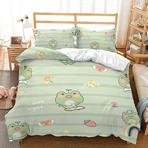 Bettwäsche 155X220 Frosch Skateboard Lollipop Bettbezug Mikrofaser,3Teilig Bettwäsche Set,Duvet Cover Atmungsaktiv Komfortabel,Beinhaltet 1 Bettbezug und 2 Kissenbezüge,Bettdeckenbezug von HNDXLHH