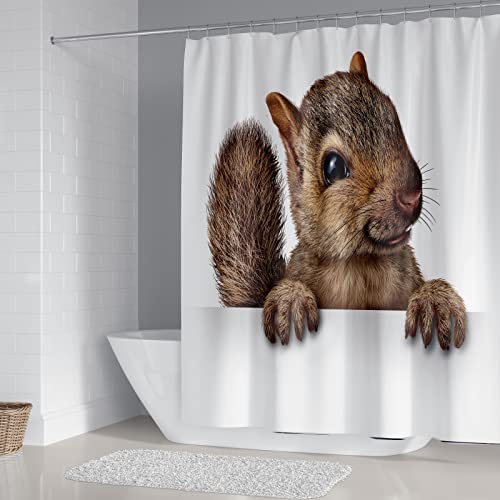 Duschvorhang Braunes Eichhörnchen Tier Shower Curtains Polyester Duschvorhang Antischimmel Wasserdicht Duschvorhänge Langlebig und WaschbarInkl 12 Duschvorhangringen 150x180 von HNDXLHH