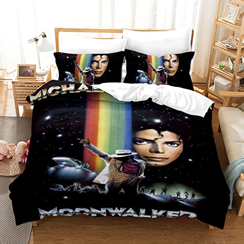 HNDXLHH Bettwäsche 200x200 Michael Jackson Regenbogen Bettdecke Mikrofaser Atmungsaktiv Komfortabel Bettdecken Bettwäsche-Sets mit Reißverschluss Bettbezug Einbeziehen 2 Kissenbezug 80x80 von HNDXLHH