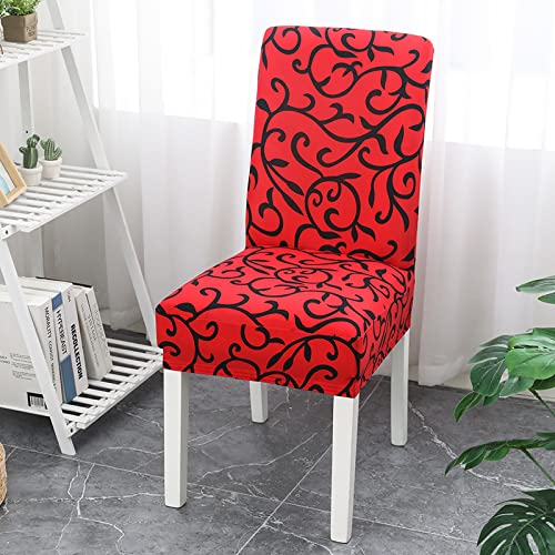 HNDXLHH Stuhlhussen 2er Set Rot Schwarz Stuhlbezug Universal Stuhlhusse Stretch Abnehmbare Waschbar Hussen für Stühle Sehr Pflegeleicht und Langlebig Stuhlüberzug Moderne Elastic Beschützer von HNDXLHH
