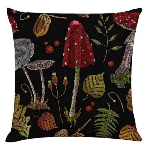 Kissen 60x60 Pilze Und Blätter Sofakissen Baumwoll und Leinen Dekokissen Quadrat Kissenbezüge mit Reißverschluss Outdoor Kissen- für Wohnzimmer Auto Schlafzimmer Kissen 60x60 Pilze Und Blätter Sofakissen Baumwoll und Leinen Dekokissen Quadrat Kissenbezüge mit Reißverschluss Outdoor Kissen- für Wohnzimmer Auto Schlafzimmer von HNDXLHH