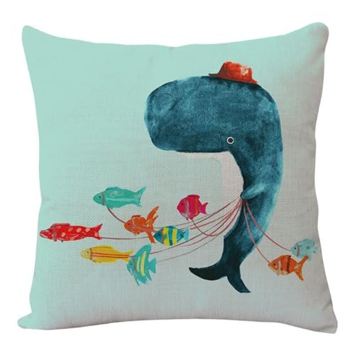 Kissen 60x60 Wale Und Fische Sofakissen Baumwoll und Leinen Dekokissen Quadrat Kissenbezüge mit Reißverschluss Outdoor Kissen- für Wohnzimmer Auto Schlafzimmer Kissen 60x60 Wale Und Fische Sofakissen Baumwoll und Leinen Dekokissen Quadrat Kissenbezüge mit Reißverschluss Outdoor Kissen- für Wohnzimmer Auto Schlafzimmer von HNDXLHH