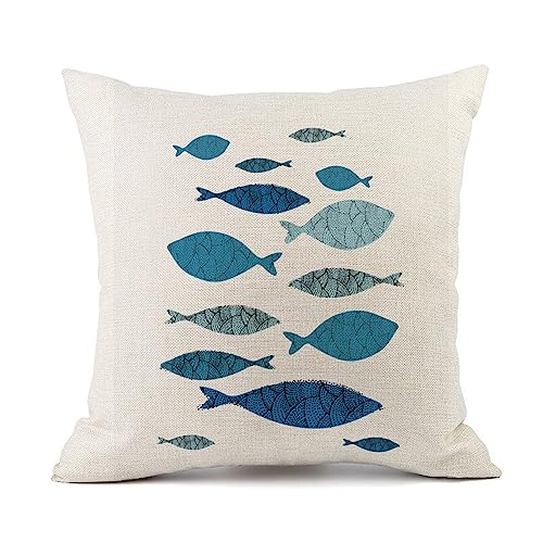 Kissenbezug 40x40 Blaugrauer Fisch Sofakissen Baumwoll und Leinen Dekokissen Quadrat Kissenbezüge mit Reißverschluss Outdoor Kissen- für Wohnzimmer Auto Schlafzimmer 1 Stück Kissenbezug 40x40 Blaugrauer Fisch Sofakissen Baumwoll und Leinen Dekokissen Quadrat Kissenbezüge mit Reißverschluss Outdoor Kissen- für Wohnzimmer Auto Schlafzimmer 1 Stück von HNDXLHH