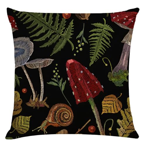 Kissenbezug 40x40 Pilzblatt Schnecke Sofakissen Baumwoll und Leinen Dekokissen Quadrat Kissenbezüge mit Reißverschluss Outdoor Kissen- für Wohnzimmer Auto Schlafzimmer 1 Stück von HNDXLHH