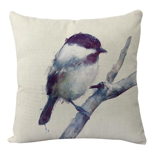 Kissenbezug 40x40 Vögel Und Zweige Sofakissen Baumwoll und Leinen Dekokissen Quadrat Kissenbezüge mit Reißverschluss Outdoor Kissen- für Wohnzimmer Auto Schlafzimmer von HNDXLHH