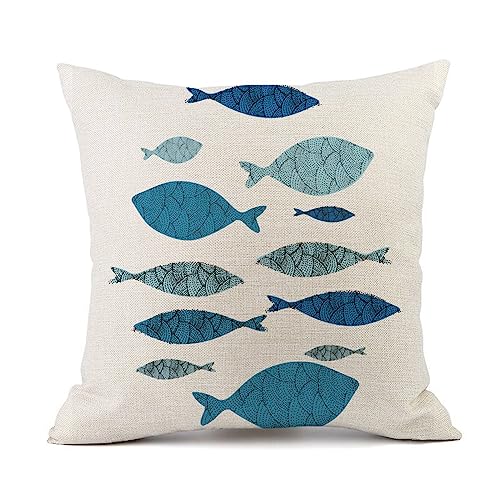Kissenbezug 50x50 Blauer Grüner Fisch Sofakissen Baumwoll und Leinen Dekokissen Quadrat Kissenbezüge mit Reißverschluss Outdoor Kissen- für Wohnzimmer Auto Schlafzimmer 1 Stück Kissenbezug 50x50 Blauer Grüner Fisch Sofakissen Baumwoll und Leinen Dekokissen Quadrat Kissenbezüge mit Reißverschluss Outdoor Kissen- für Wohnzimmer Auto Schlafzimmer 1 Stück von HNDXLHH