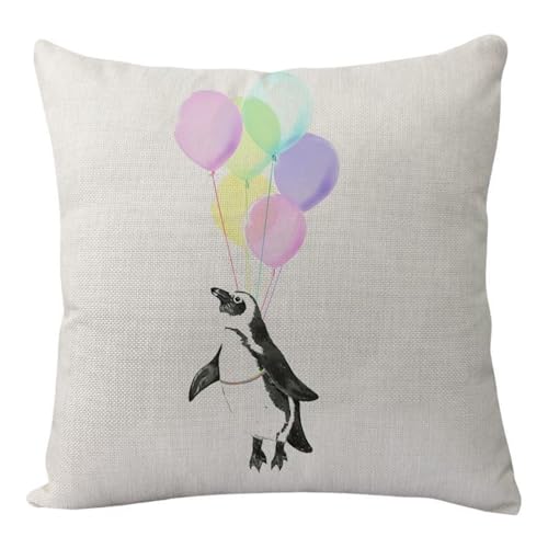 Kissenbezug 50x50 Pinguine Und Ballone Sofakissen Baumwoll und Leinen Dekokissen Quadrat Kissenbezüge mit Reißverschluss Outdoor Kissen- für Wohnzimmer Auto Schlafzimmer Kissenbezug 50x50 Pinguine Und Ballone Sofakissen Baumwoll und Leinen Dekokissen Quadrat Kissenbezüge mit Reißverschluss Outdoor Kissen- für Wohnzimmer Auto Schlafzimmer von HNDXLHH