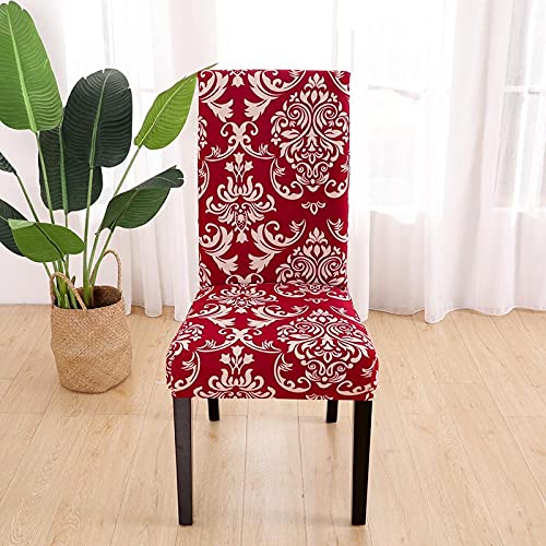 HNDXLHH Stuhlhussen 2er Set Roter Barock Stuhlhusse Universal Stretch Stuhlbezug Moderne Hussen Für Stühle Protector Stuhlüberzug Für Hotel Esszimmer Zeremonie Hochzeit Party von HNDXLHH